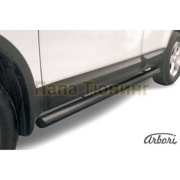 Защита штатных порогов чёрная сталь труба 76 мм Slitkoff для Nissan Qashqai 2007-2010