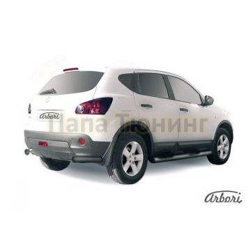 Защита задняя уголки чёрная сталь 57 мм Arbori для Nissan Qashqai 2007-2010