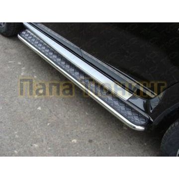 Пороги с площадкой алюминиевый лист 42 мм ТСС для Nissan Terrano 2014- Пороги с площадкой алюминиевый лист 42 мм ТСС для Nissan Terrano 2014-