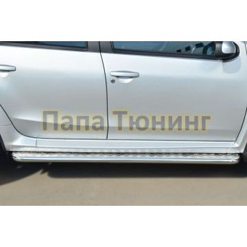 Пороги с площадкой алюминиевый лист d42 РусСталь для Nissan Terrano 2014-