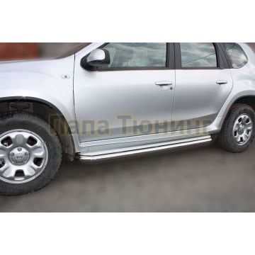 Пороги с площадкой алюминиевый лист 60 мм ALFeco для Nissan Terrano 2014-