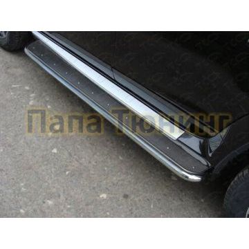 Пороги с площадкой нержавеющий лист 42 мм ТСС для Nissan Terrano 2014- Пороги с площадкой нержавеющий лист 42 мм ТСС для Nissan Terrano 2014-