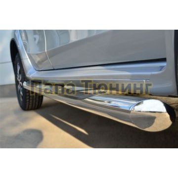 Пороги труба с накладками d76 вариант 1 РусСталь для Nissan Terrano 2014-