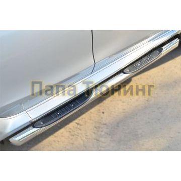 Пороги труба с накладками d76 вариант 1 РусСталь для Nissan Terrano 2014-