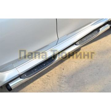 Пороги труба с накладками d76 вариант 2 РусСталь для Nissan Terrano 2014-