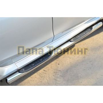 Пороги труба с накладками d76 вариант 3 РусСталь для Nissan Terrano 2014-