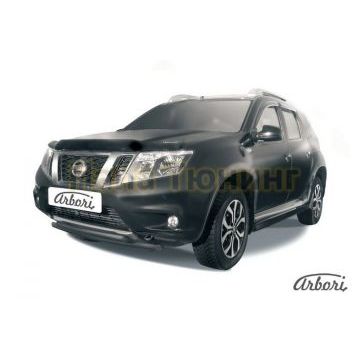 Защита передняя чёрная сталь двойная 42-42 мм Slitkoff для Nissan Terrano 2014- Защита передняя чёрная сталь двойная 42-42 мм Slitkoff для Nissan Terrano 2014-