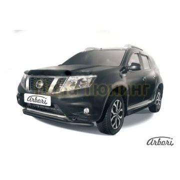 Защита передняя чёрная сталь двойная 57-42 мм Slitkoff для Nissan Terrano 2014- Защита передняя чёрная сталь двойная 57-42 мм Slitkoff для Nissan Terrano 2014-