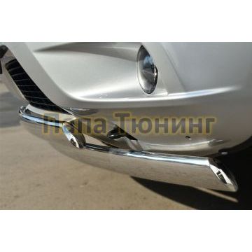 Защита передняя овальная двойная 75х42 мм РусСталь для Nissan Terrano 2014-