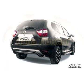 Защита заднего бампера чёрная сталь скоба 57 мм Slitkoff для Nissan Terrano 2014- Защита заднего бампера чёрная сталь скоба 57 мм Slitkoff для Nissan Terrano 2014-