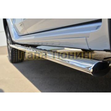 Пороги труба овальная с проступью 75х42 мм РусСталь для Nissan Terrano 2014-