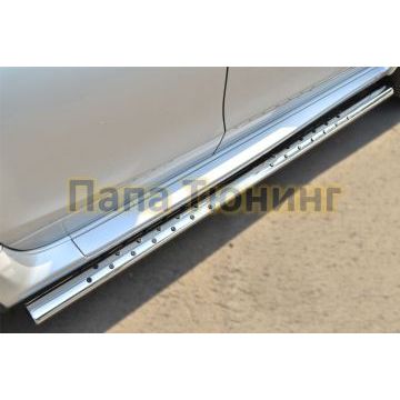 Пороги труба овальная с проступью 75х42 мм РусСталь для Nissan Terrano 2014-