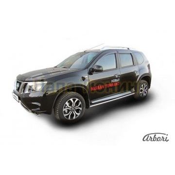 Защита штатных порогов труба 42 мм Slitkoff для Nissan Terrano 2014--