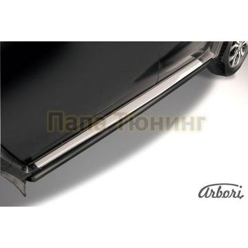 Защита штатных порогов чёрная сталь труба 42 мм Slitkoff для Nissan Terrano 2014-