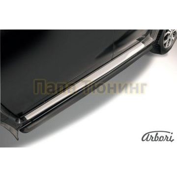 Защита штатных порогов чёрная сталь труба 57 мм Slitkoff для Nissan Terrano 2014-