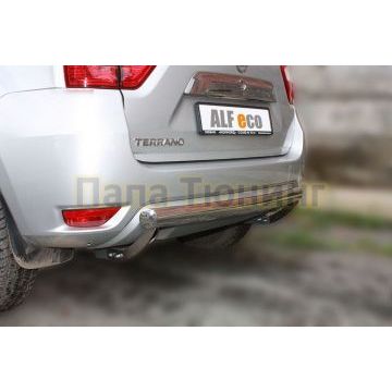 Защита заднего бампера овальная 75х42 мм ALFeco для Nissan Terrano 2014-