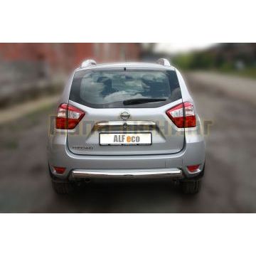 Защита заднего бампера овальная 75х42 мм ALFeco для Nissan Terrano 2014-