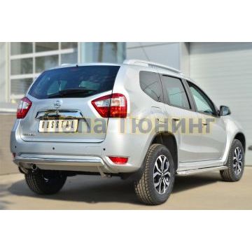 Защита заднего бампера овальная 75х42 мм РусСталь для Nissan Terrano 2014-