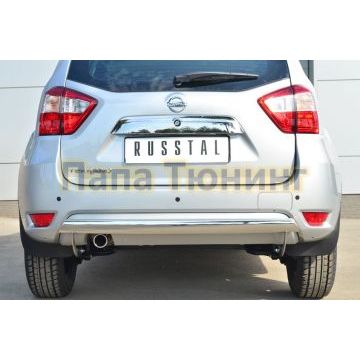 Защита заднего бампера овальная 75х42 мм РусСталь для Nissan Terrano 2014-
