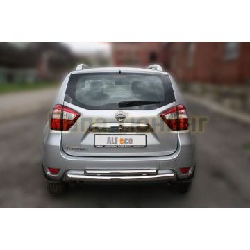 Защита заднего бампера двойная 60-42 мм ALFeco для Nissan Terrano 2014-