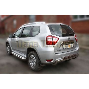 Защита заднего бампера двойная 60-42 мм ALFeco для Nissan Terrano 2014-
