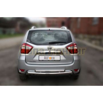 Защита заднего бампера двойная 60-42 мм ALFeco для Nissan Terrano 2014-