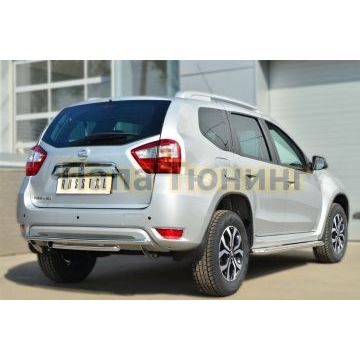 Защита заднего бампера с декором 42-d42 РусСталь для Nissan Terrano 2014-