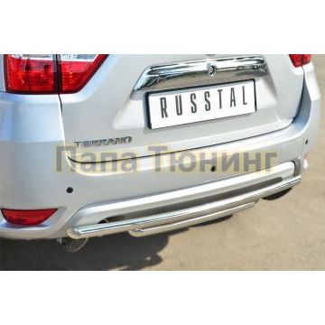Защита заднего бампера с декором 42-d42 РусСталь для Nissan Terrano 2014-