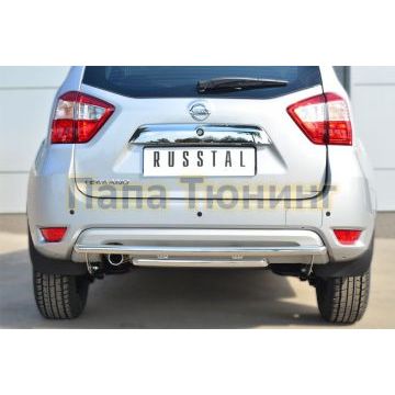 Защита заднего бампера с декором 42-d42 РусСталь для Nissan Terrano 2014-