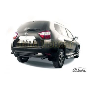 Защита заднего бампера чёрная сталь двойная 42-42 мм Slitkoff для Nissan Terrano 2014- Защита заднего бампера чёрная сталь двойная 42-42 мм Slitkoff для Nissan Terrano 2014-