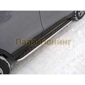 Пороги с площадкой алюминиевый лист 42 мм ТСС для Nissan X-Trail 2015-2018 Пороги с площадкой алюминиевый лист 42 мм ТСС для Nissan X-Trail 2015-2018