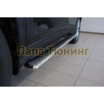 Пороги с площадкой алюминиевый лист d42 РусСталь для Nissan X-Trail 2015-