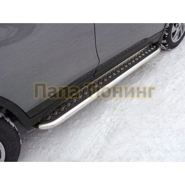 Пороги с площадкой алюминиевый лист 60 мм ТСС для Nissan X-Trail 2015-2018 Пороги с площадкой алюминиевый лист 60 мм ТСС для Nissan X-Trail 2015-2018