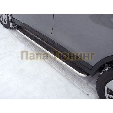 Пороги с площадкой нержавеющий лист 42 мм ТСС для Nissan X-Trail 2015-2018 Пороги с площадкой нержавеющий лист 42 мм ТСС для Nissan X-Trail 2015-2018