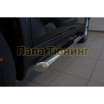 Пороги труба с накладками d76 вариант 1 РусСталь для Nissan X-Trail 2015-