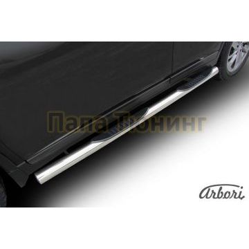 Пороги труба с накладками 76 мм Slitkoff для Nissan X-Trail T32 2015- Пороги труба с накладками 76 мм Slitkoff для Nissan X-Trail T32 2015-