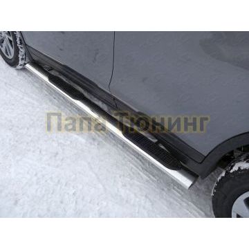 Пороги труба овальная с накладками 120х60 мм ТСС для Nissan X-Trail 2015-2018 Пороги труба овальная с накладками 120х60 мм ТСС для Nissan X-Trail 2015-2018