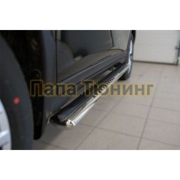 Пороги труба овальная с проступью 120х60 мм РусСталь для Nissan X-Trail 2015-