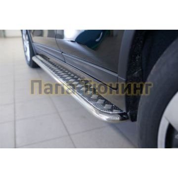Пороги труба овальная с проступью 75х42 мм РусСталь для Nissan X-Trail 2015-