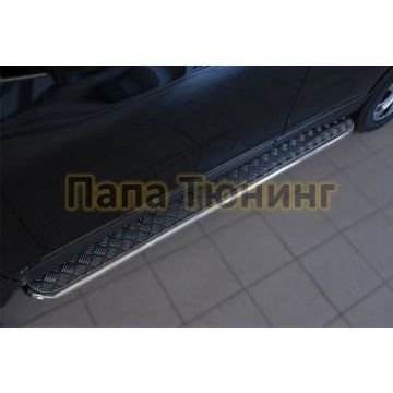 Пороги труба овальная с проступью 75х42 мм РусСталь для Nissan X-Trail 2015-