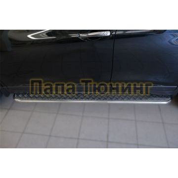 Пороги труба овальная с проступью 75х42 мм РусСталь для Nissan X-Trail 2015-