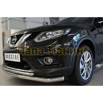 Защита передняя двойная d57-d42 РусСталь для Nissan X-Trail 2015-2018