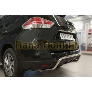 Защита заднего бампера d42 волна РусСталь для Nissan X-Trail 2015-2018