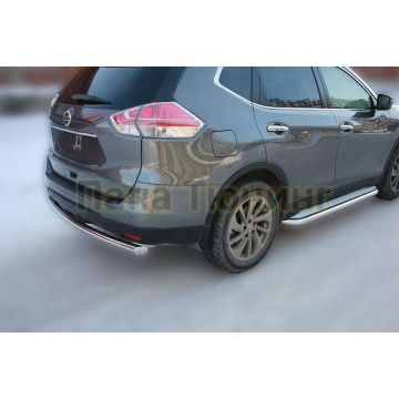 Защита заднего бампера 60 мм ALFeco для Nissan X-Trail 2015-2018