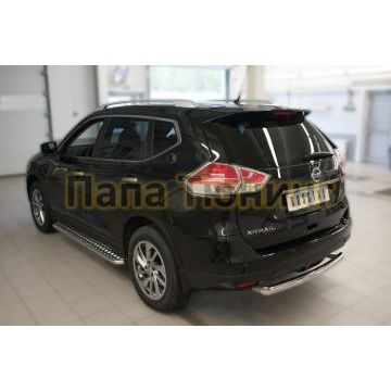 Защита заднего бампера d57 дуга РусСталь для Nissan X-Trail 2015-2018