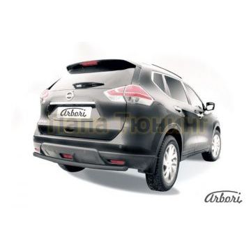 Защита заднего бампера чёрная сталь 57 мм Slitkoff для Nissan X-Trail T32 2015-2018
