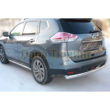 Защита заднего бампера овальная 75x42 мм ALFeco для Nissan X-Trail 2015-2018