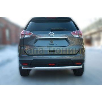 Защита заднего бампера овальная 75x42 мм ALFeco для Nissan X-Trail 2015-2018