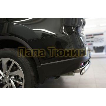 Защита заднего бампера овальная 75х42 мм РусСталь для Nissan X-Trail 2015-2018
