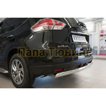 Защита заднего бампера овальная 75х42 мм РусСталь для Nissan X-Trail 2015-2018